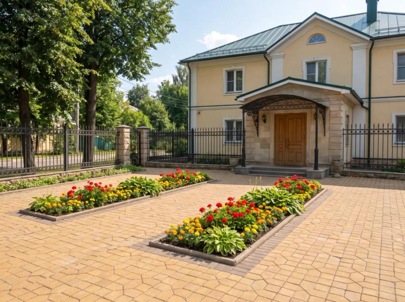 Двор частного дома в классический стиле — AI-дизайн, aifacade.ru