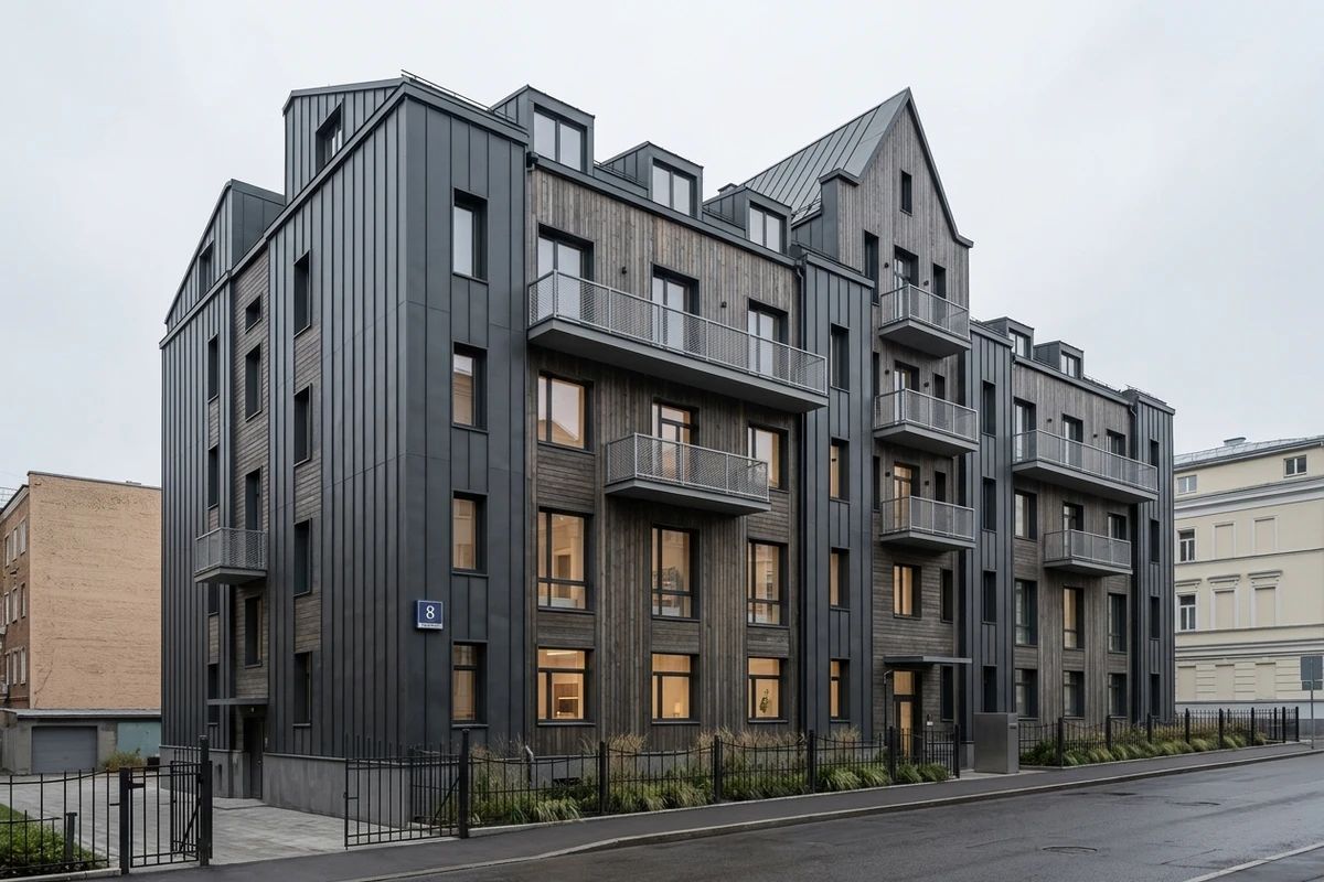 Дизайн фасада в стиле Барнхаус — фото фасада от нейросети AI Facade