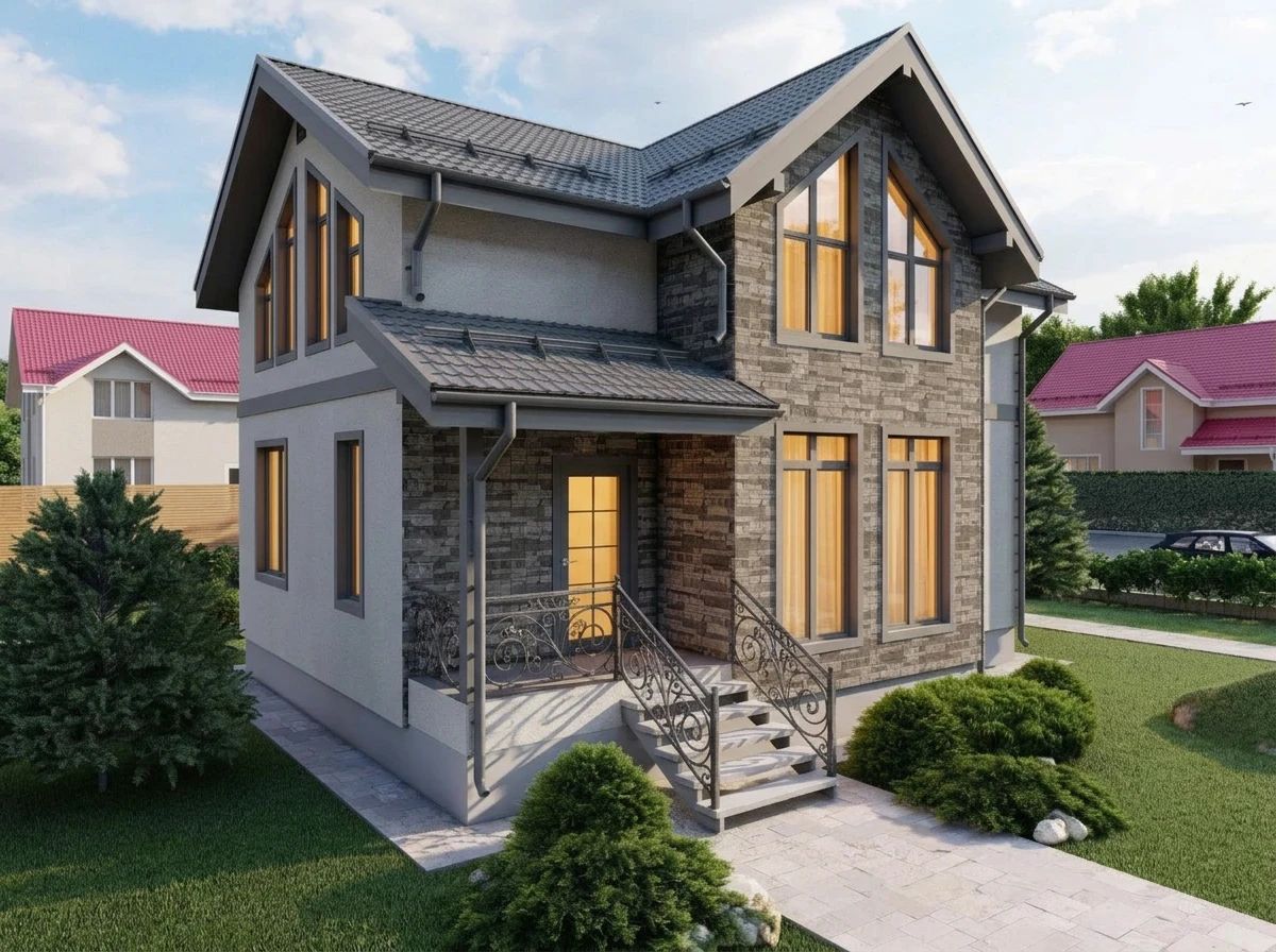 Дизайн фасада в стиле Современный — Фасад от нейросети AI Facade