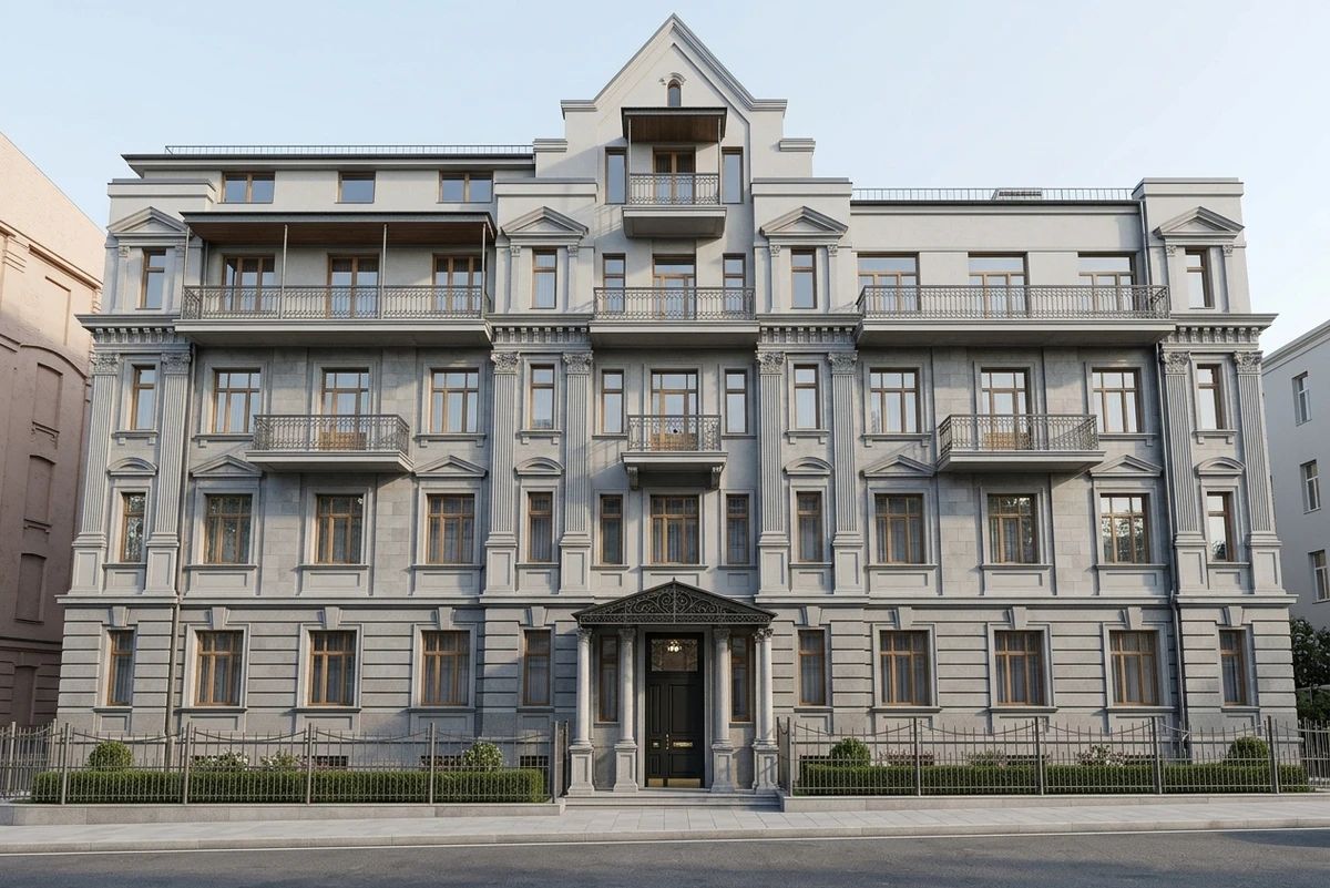 Дизайн фасада в стиле Неоклассика — Фасад от нейросети AI Facade