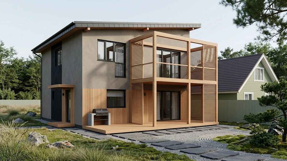 Дизайн фасада в стиле Японский минимализм — Фасад от нейросети AI Facade