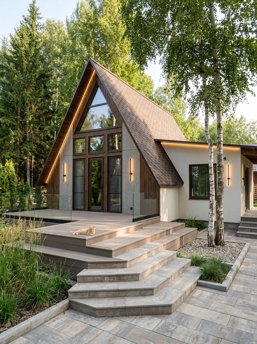 Дизайн фасада в стиле Контемпорари — Фасад от нейросети AI Facade