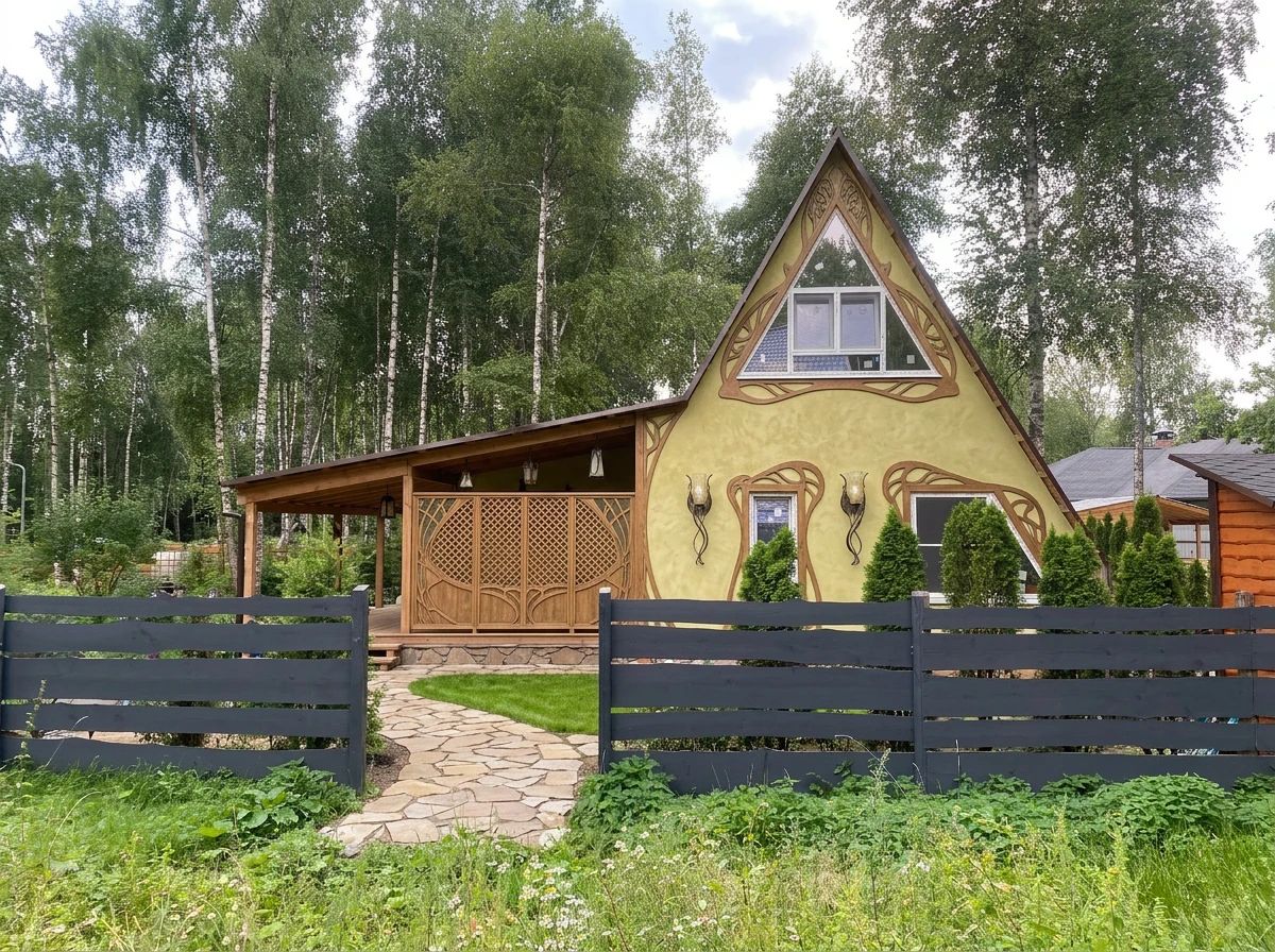 Дизайн фасада в стиле Модерн (ар-нуво) — фото от нейросети AI Facade