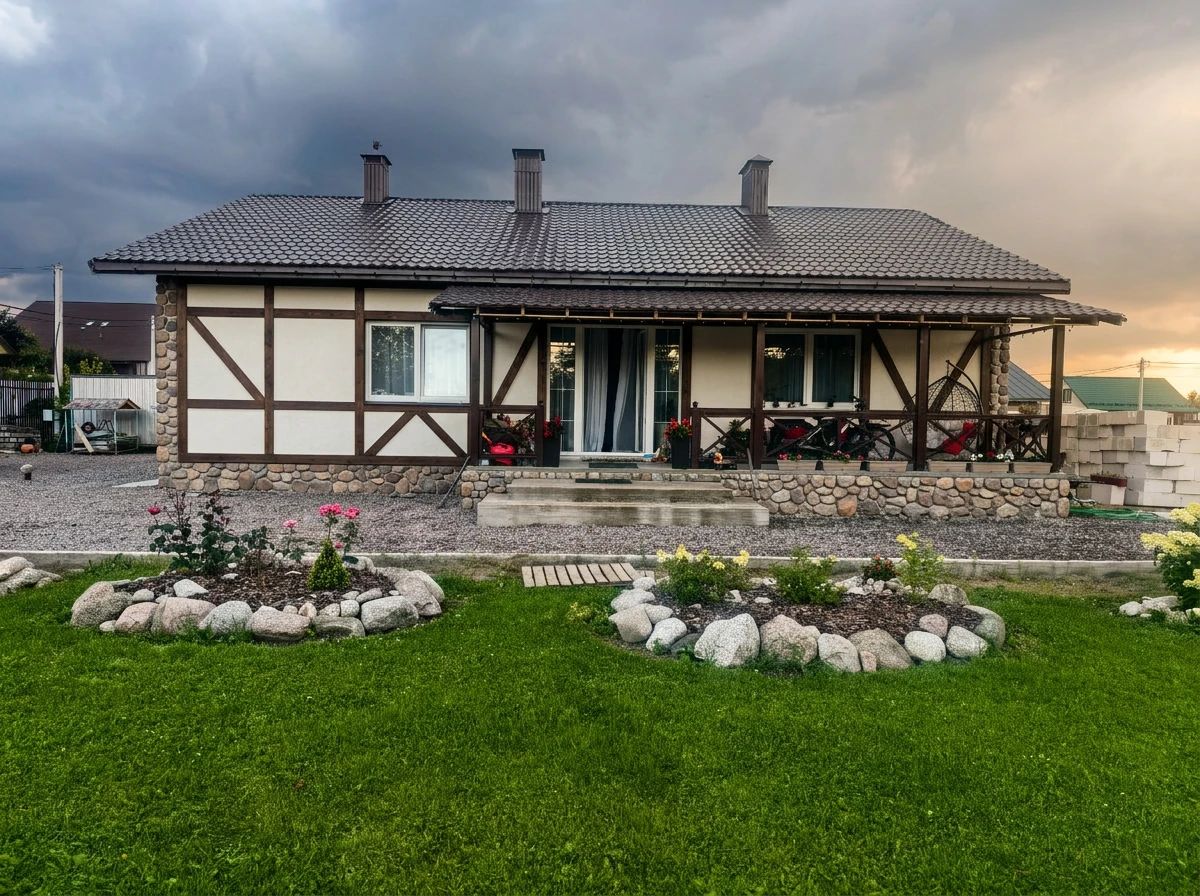 Дизайн фасада в стиле Фахверк — Фасад от нейросети AI Facade