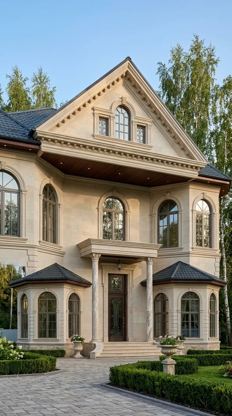 Дизайн фасада в стиле Классический — фото от нейросети AI Facade