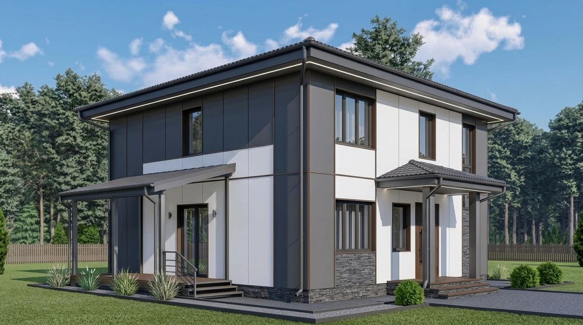 Дизайн фасада в стиле Хай-тек — Фасад от нейросети AI Facade
