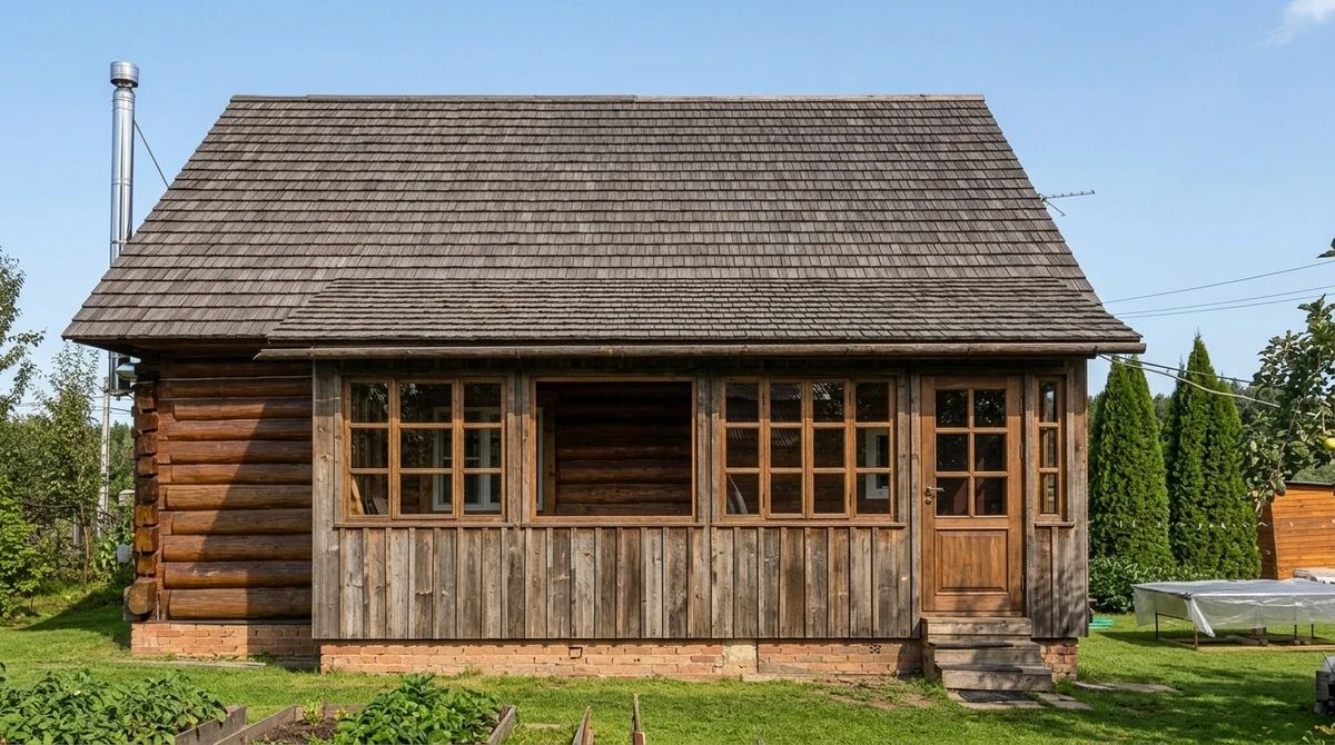 Дизайн фасада в стиле Деревенский — фото фасада от нейросети AI Facade