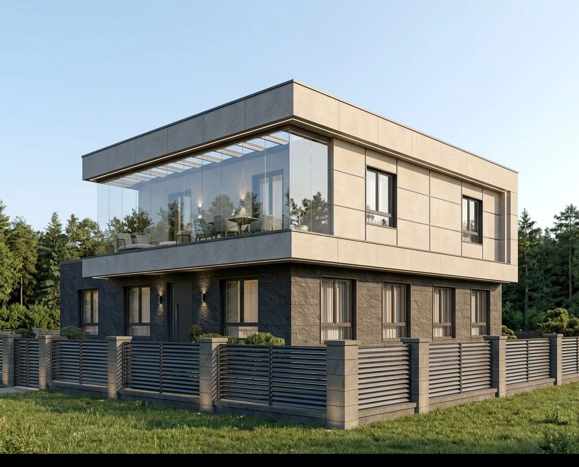 Дизайн фасада в стиле Хай-тек — Фасад от нейросети AI Facade