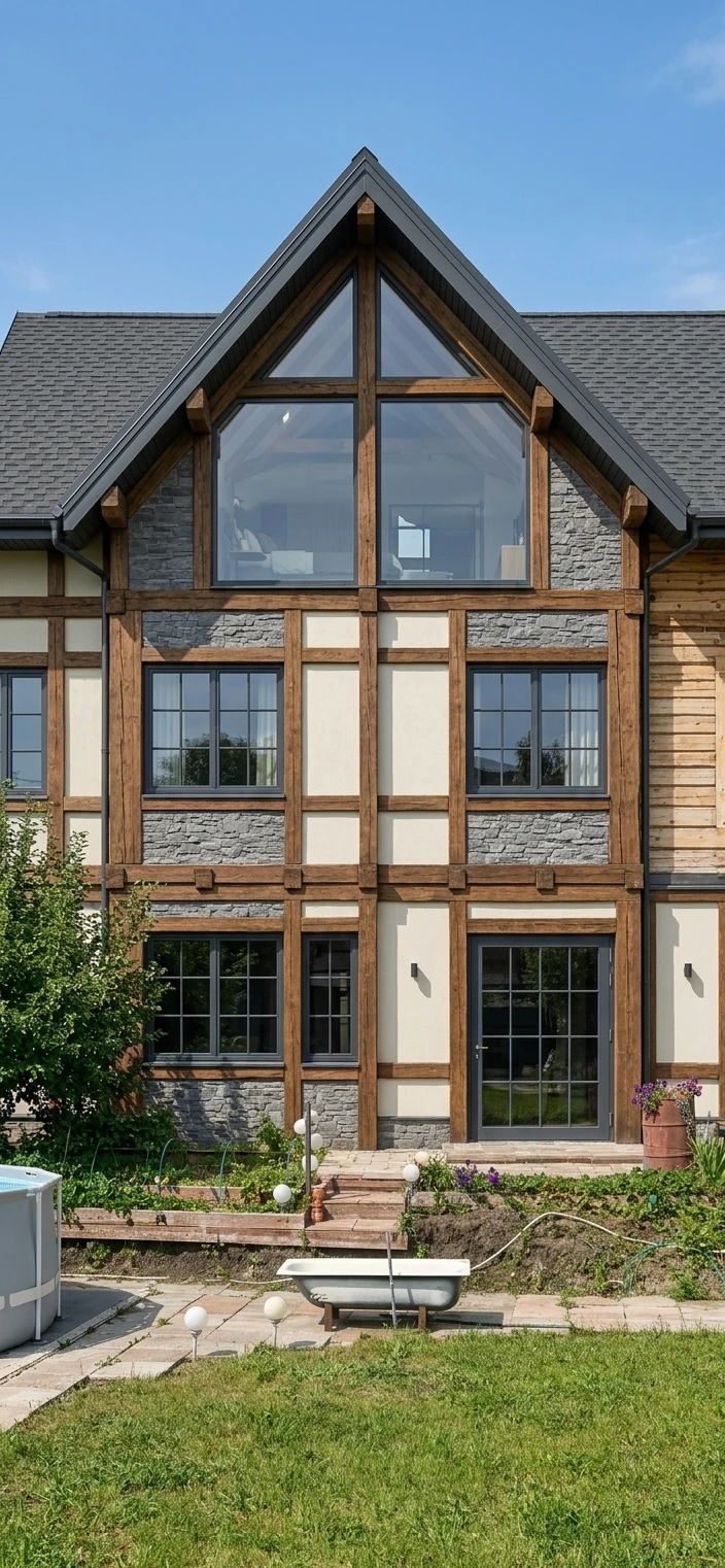 Дизайн фасада в стиле Фахверк — Фасад от нейросети AI Facade