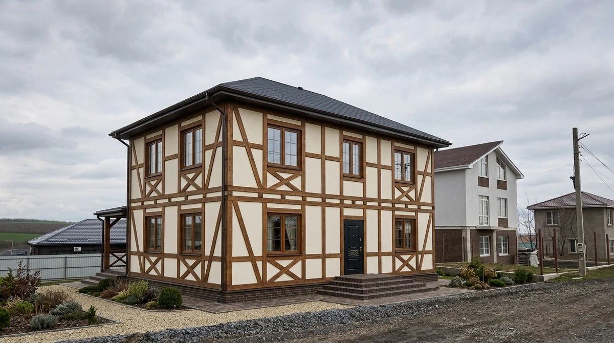 Дизайн фасада в стиле Фахверк — Фасад от нейросети AI Facade