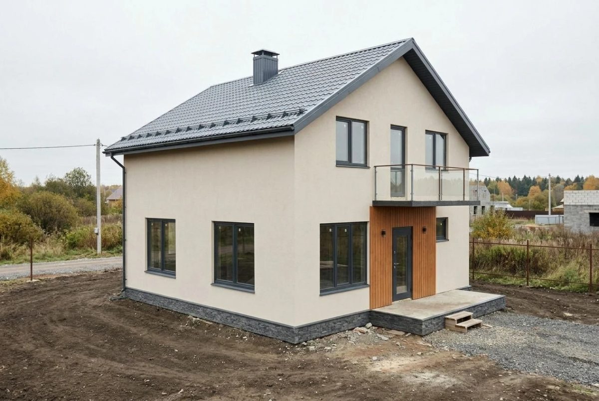 Фасад дома, визуализированный по плану — AI Facade