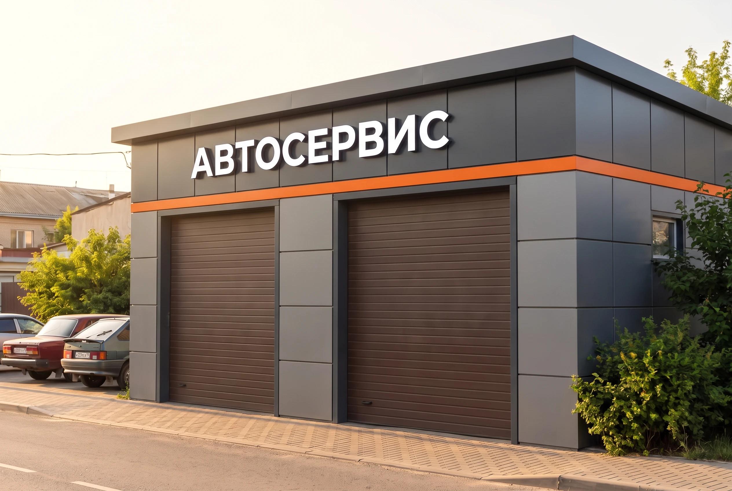 Фасад автосервиса Фасад автосервиса — фасад, AI-визуализация по фото