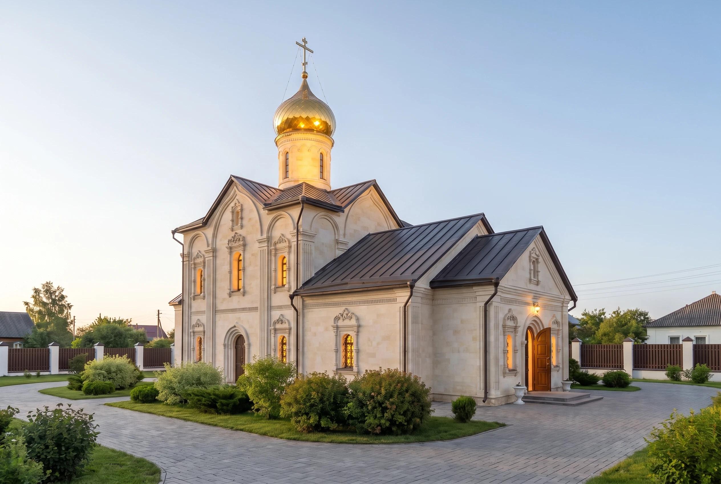 Фасад церкви и храма Фасад церкви и храма — фасад, AI-визуализация по фото