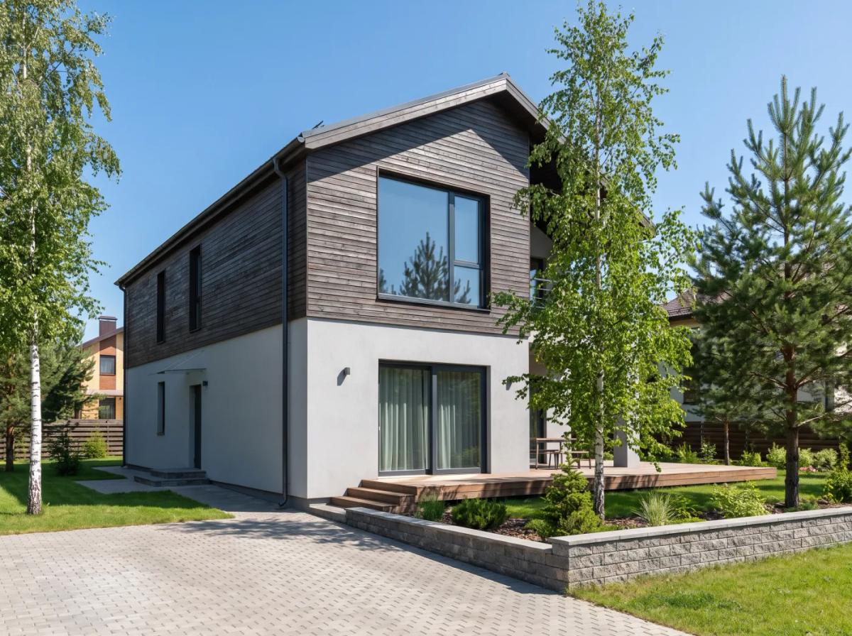 Планкен + штукатурка Планкен + штукатурка — деревянный фасад дома, aifacade.ru