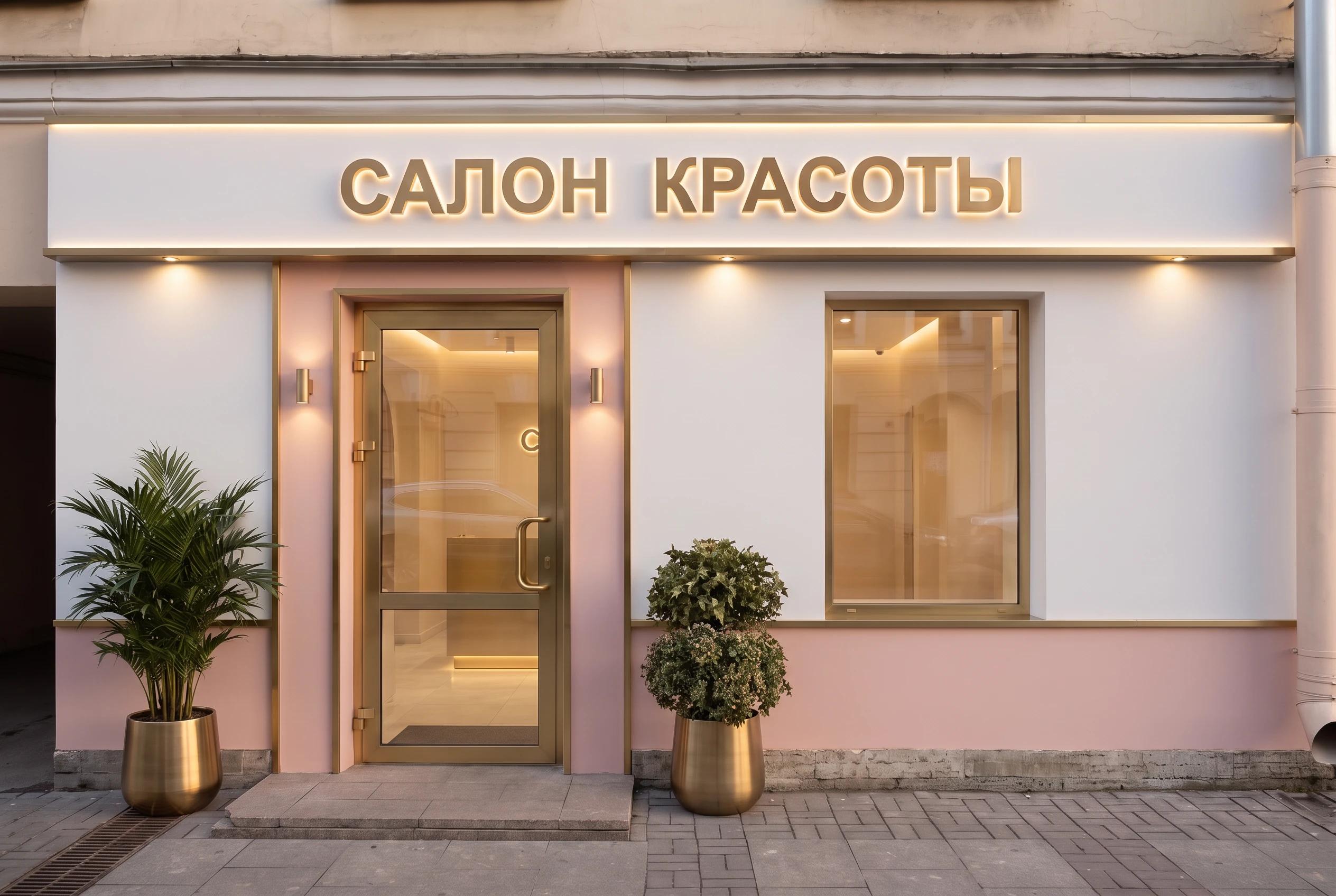 Фасад салона красоты Фасад салона красоты — фасад, AI-визуализация по фото