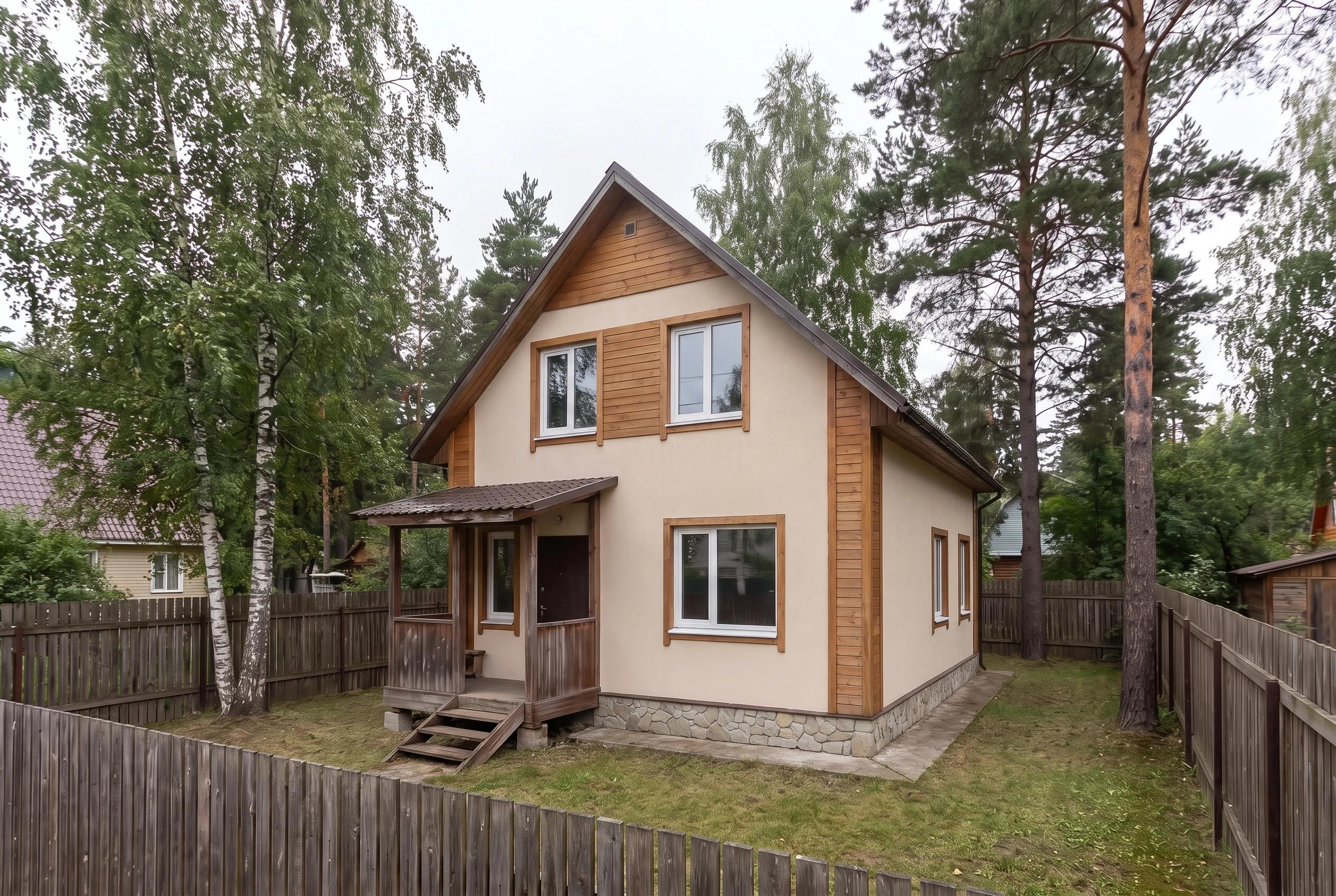 Фасад загородного дома Фасад загородного дома — фасад, AI-визуализация по фото