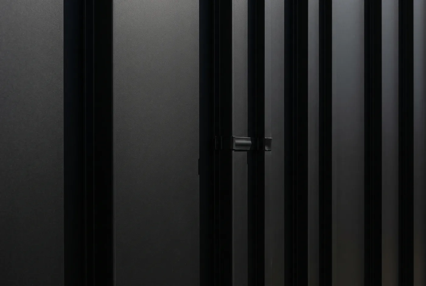 Матовый фальц RAL 9005 Матовый фальц RAL 9005 — чёрный фасад крупным планом, AI-визуализация