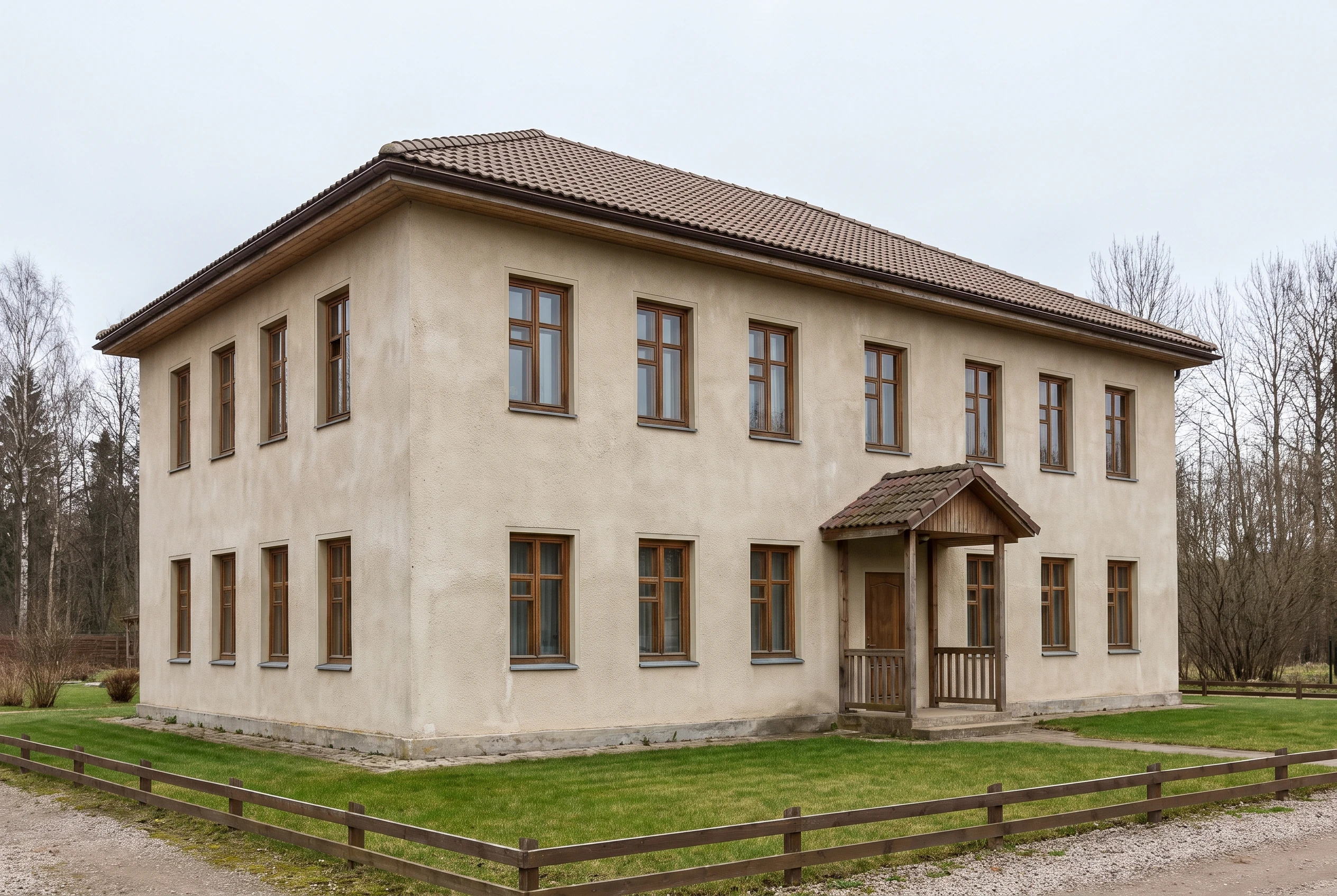 Большой дом до — простая однородная отделка без комбинирования материалов