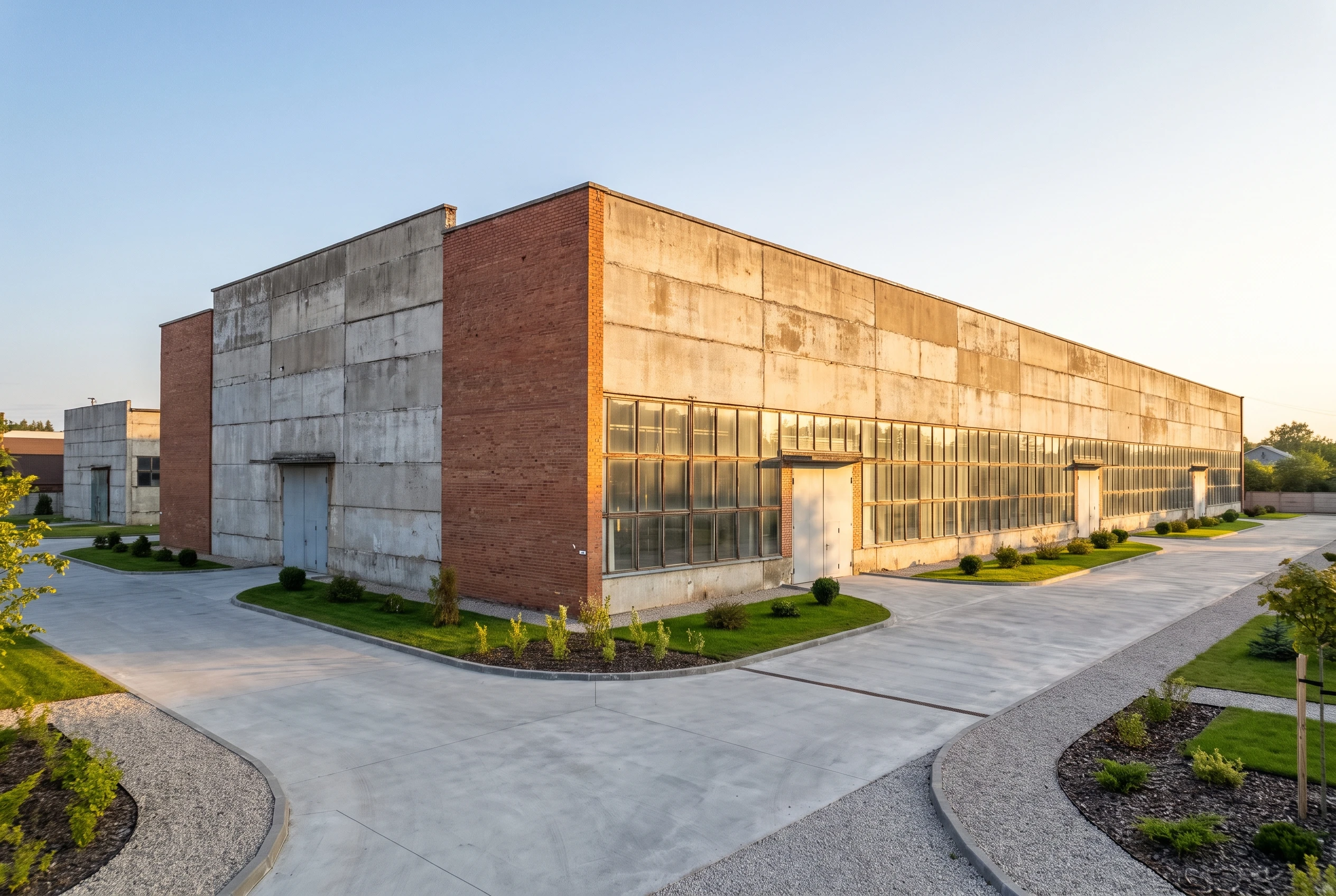 Производственный корпус до реновации — типовое промышленное здание в обычном виде, без брендинга