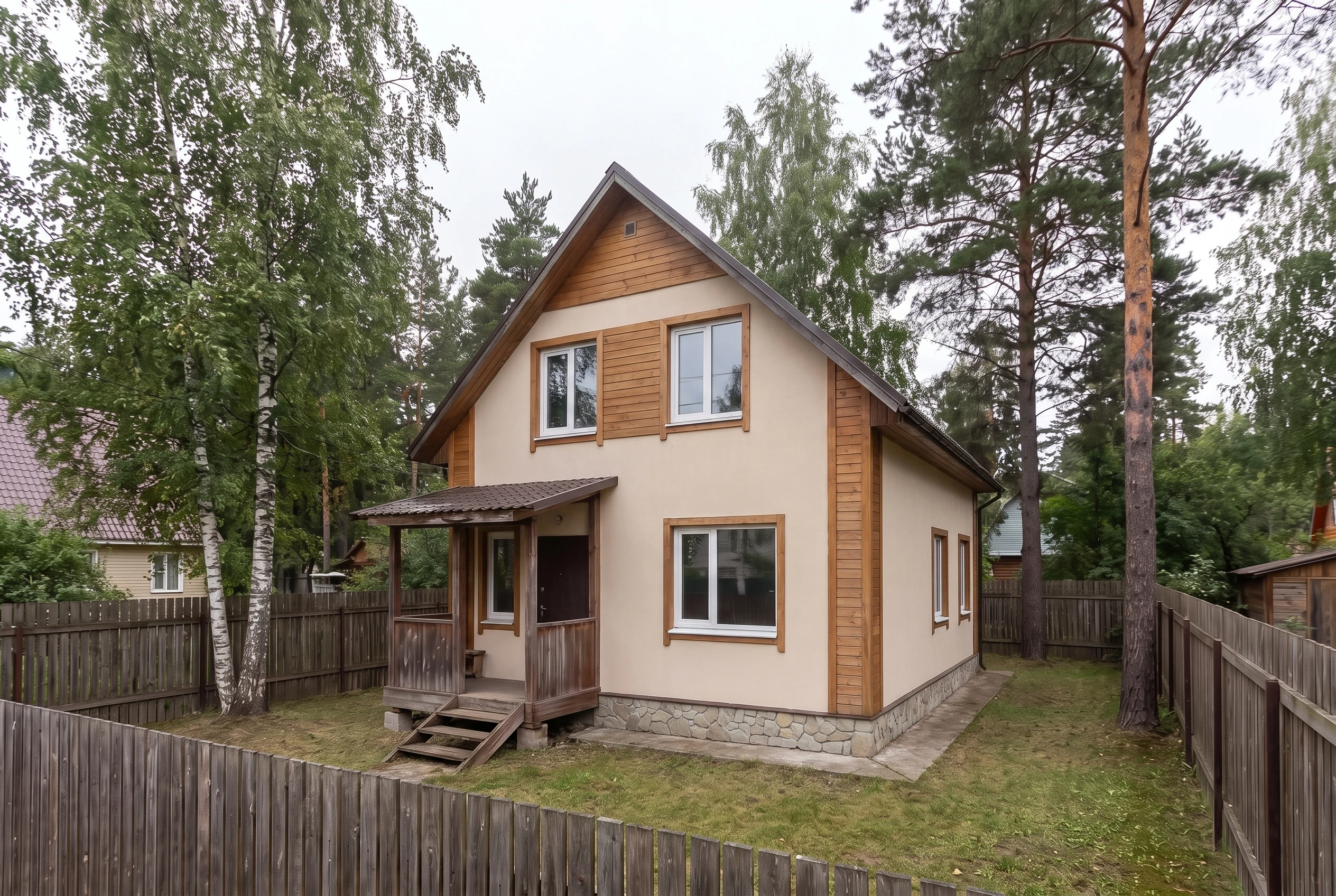 Фасад загородного дома после AI-визуализации — скандинавский стиль, aifacade.ru