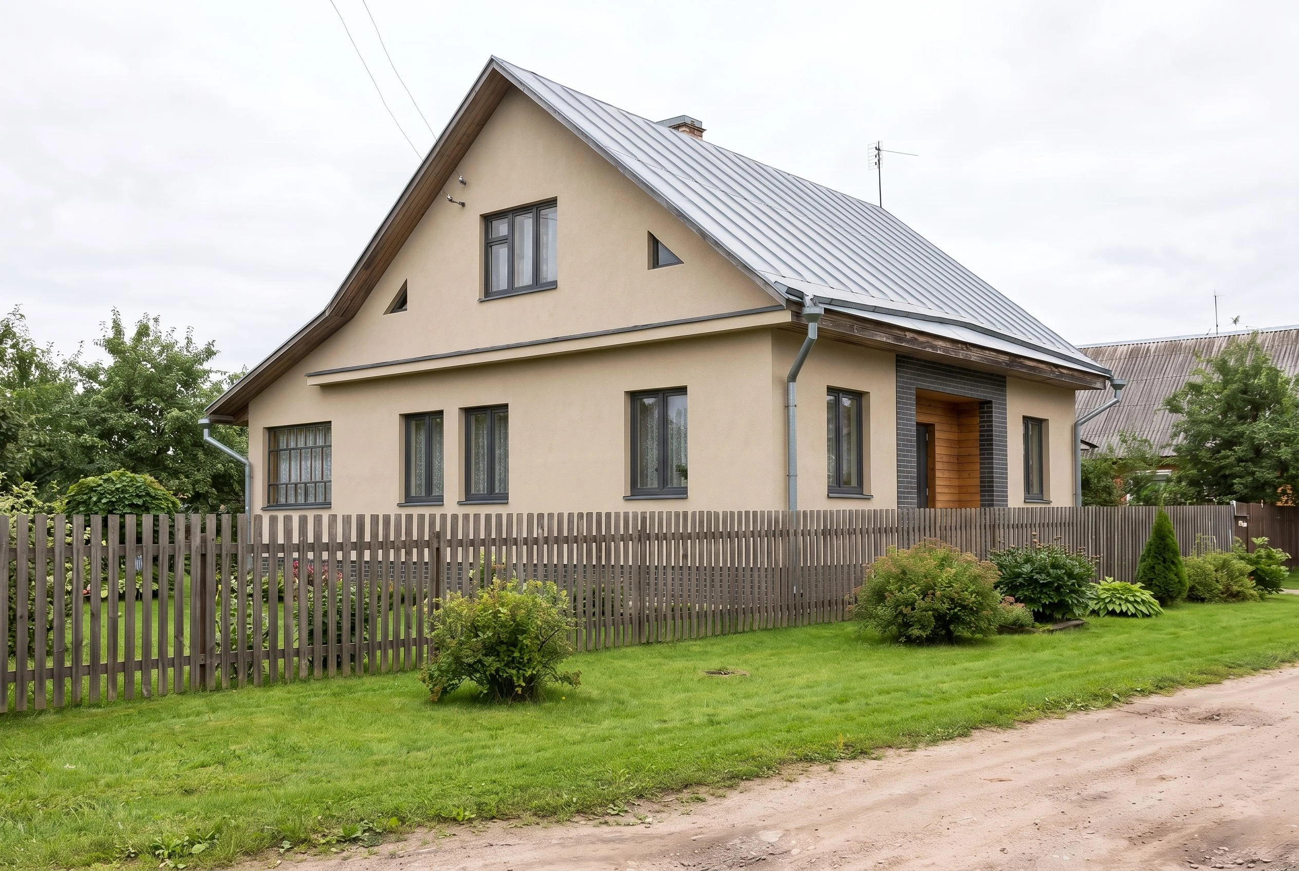 Наружная отделка дома — AI-визуализация комбинированного фасада по фото