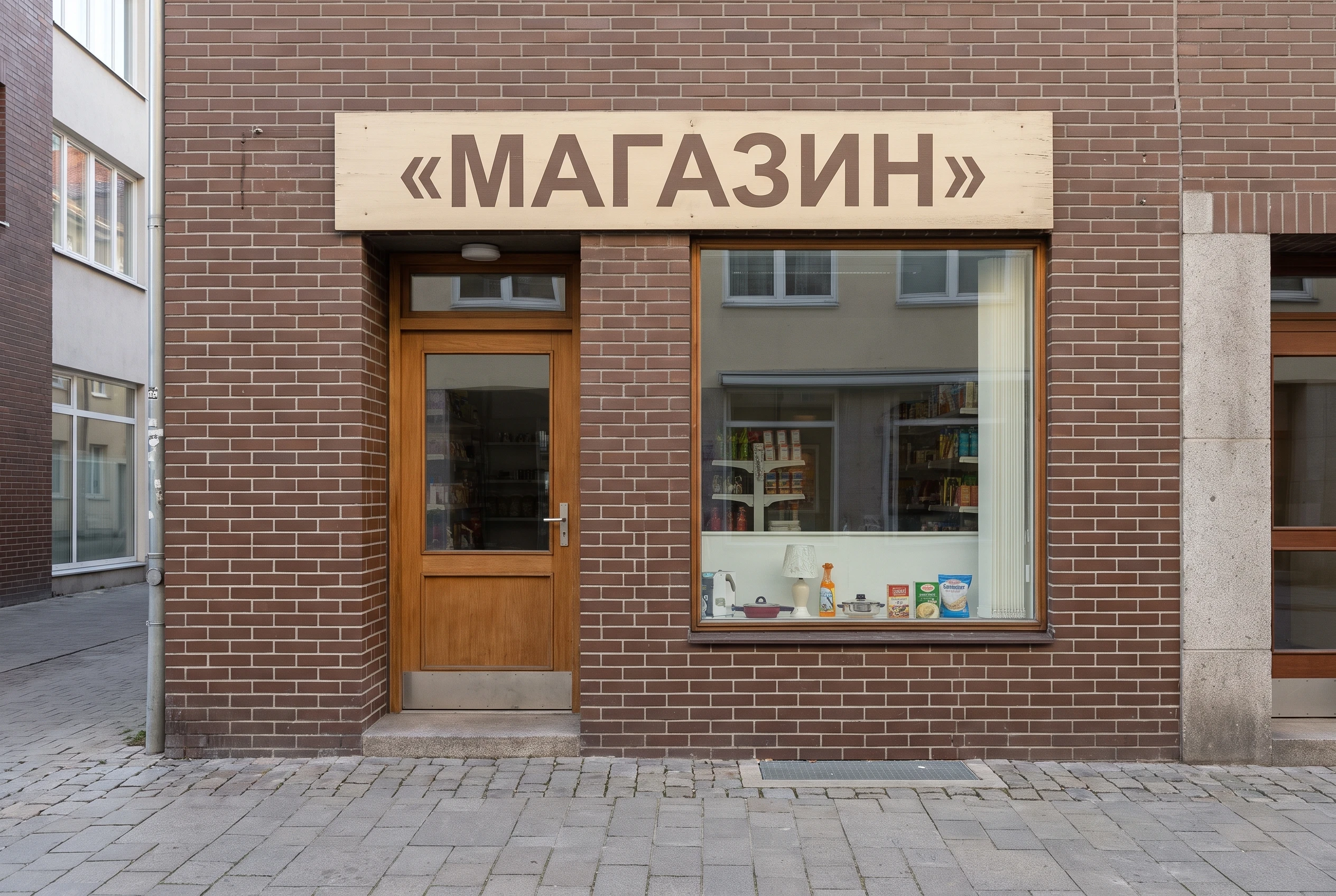 Магазин со старой невзрачной вывеской — до оформления